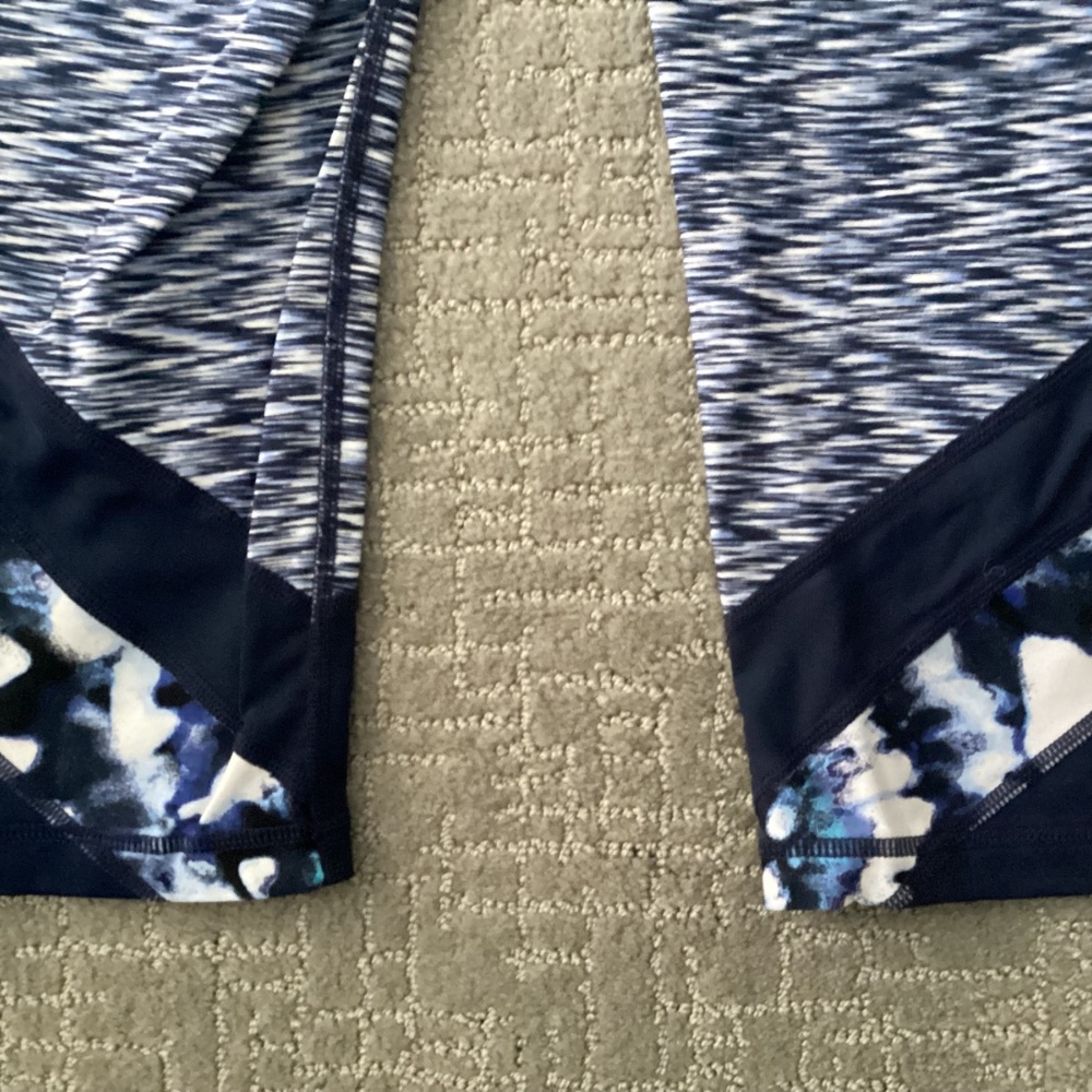 CALVIN KLEIN PERFORMANCE LEGGINGS NAVY BLUE WHITE ACTIVEWEAR SPACE DYE SZ LARGE - Picture 5 of 6